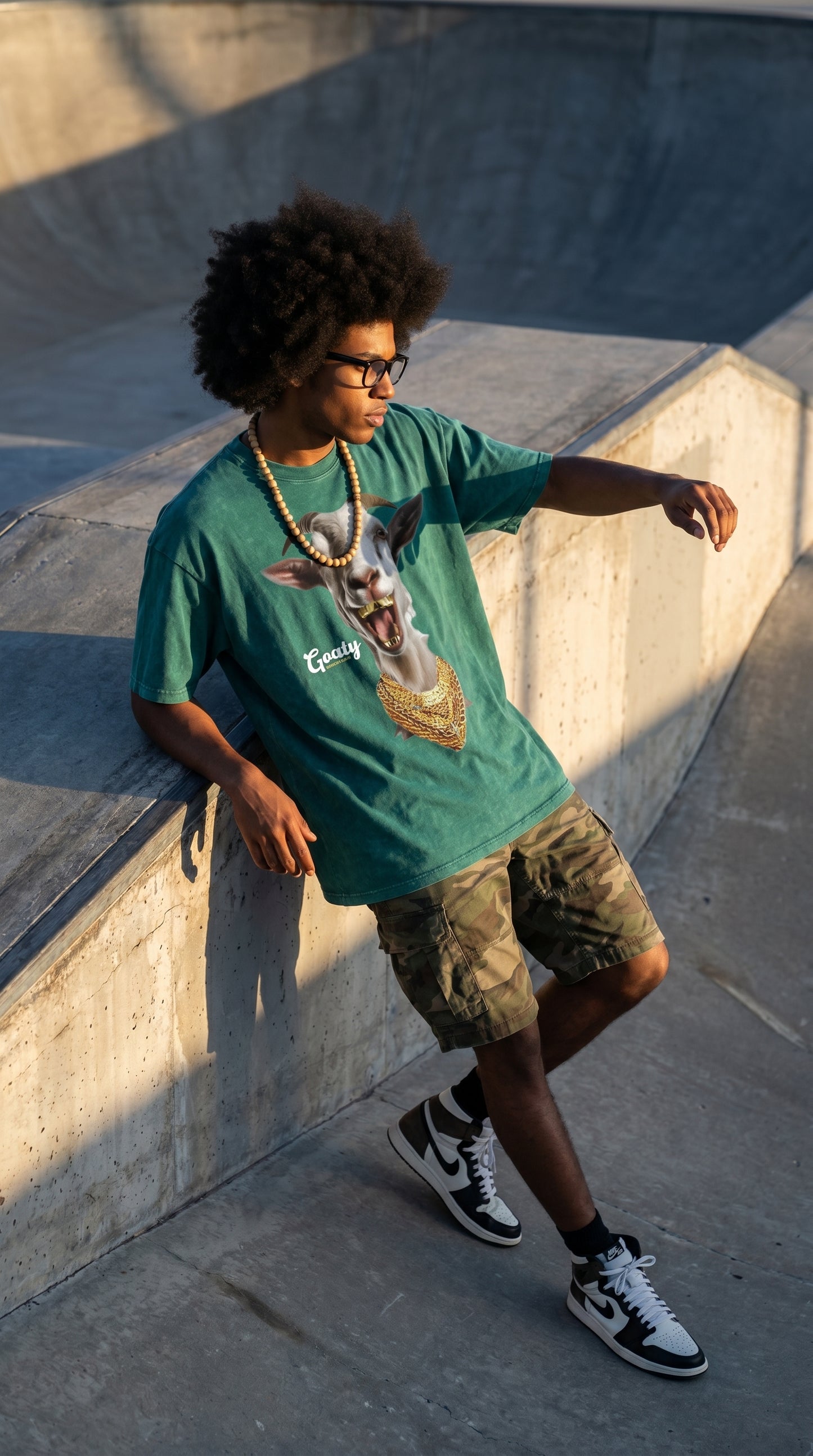 Snow Washed Oversized Cotton Mr Goaty T-Shirt