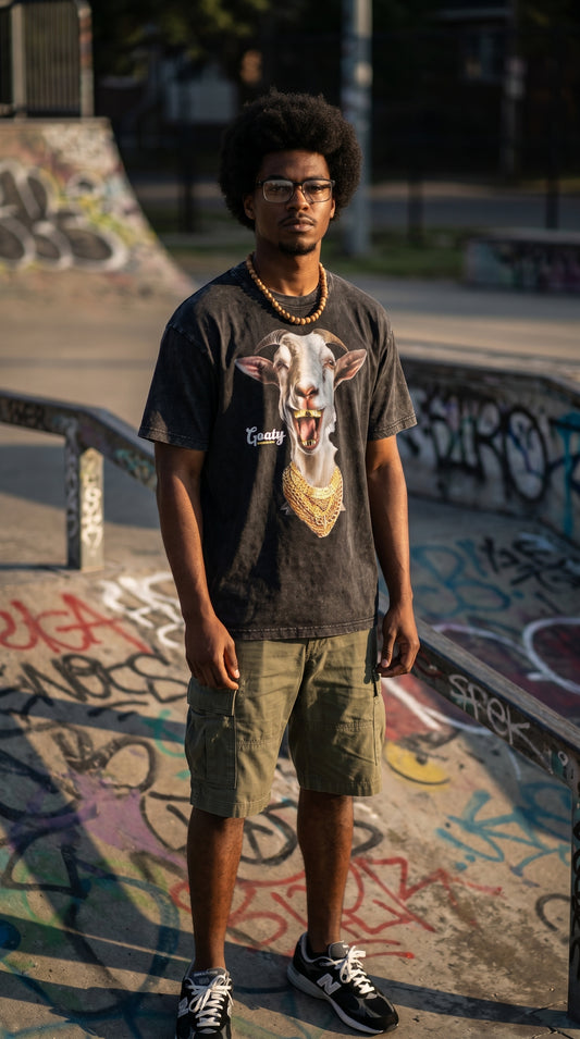 Snow Washed Oversized Cotton Mr Goaty T-Shirt