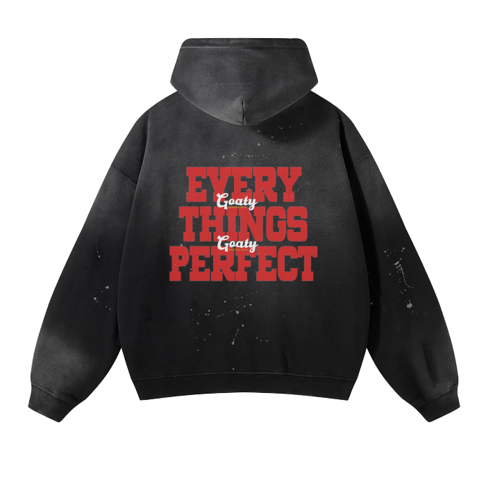 Vintage Wash Frayed Silhouette  Fleece Hoodie - 360 GSM