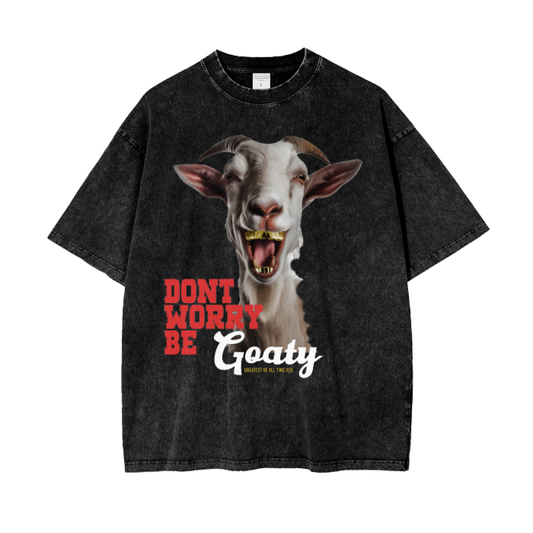 Acid Wash dont worry be goaty Oversize T-Shirt - 250 GSM