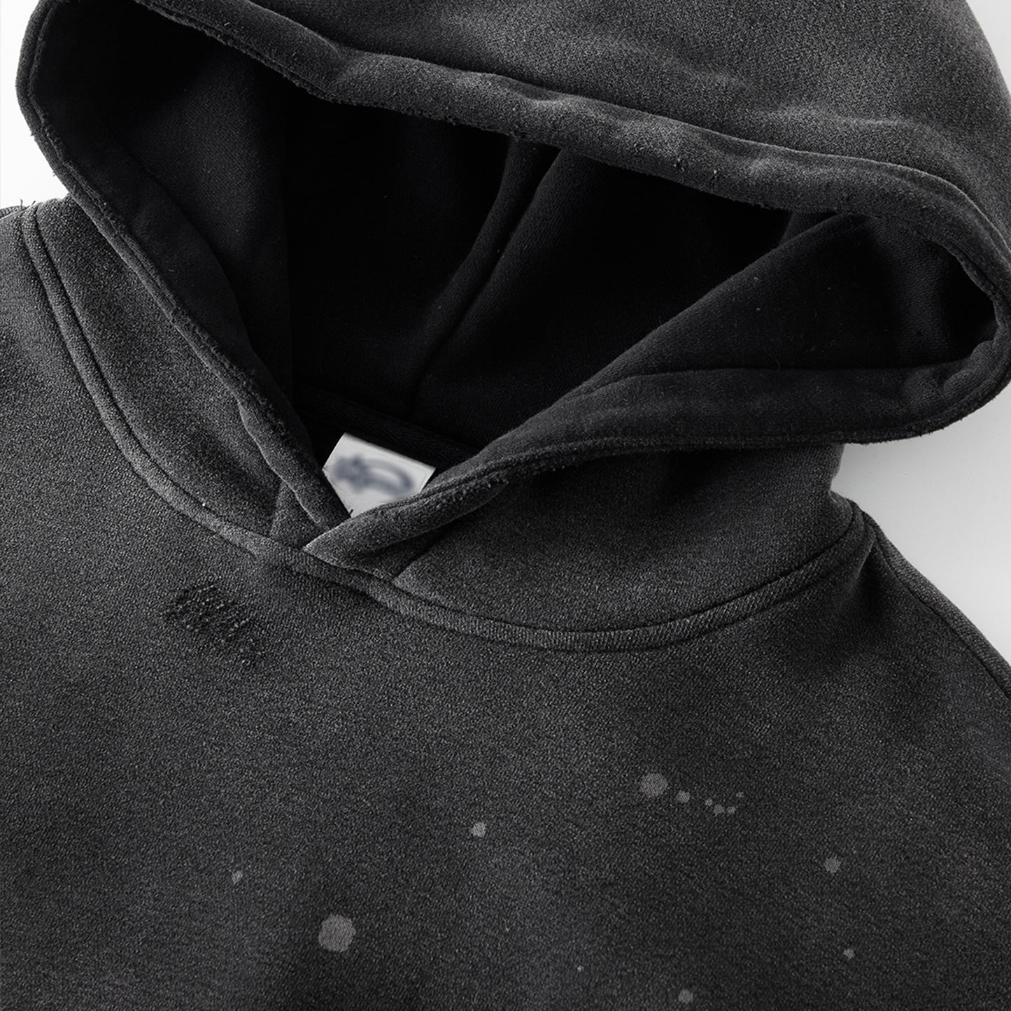 Vintage Wash Frayed Silhouette  Fleece Hoodie - 360 GSM